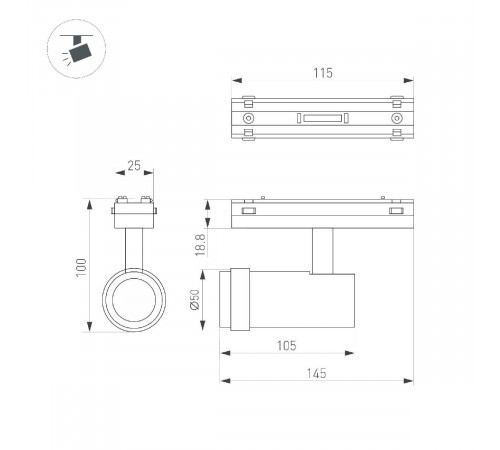 Трековый магнитный светильник Arlight MAG-VIBE-SPOT-ZOOM-R47-10W Day4000 (WH, 20-55 deg, 48V) 044486 Трековый магнитный светильник Arlight MAG-VIBE-SPOT-ZOOM-R47-10W Day4000 (WH, 20-55 deg, 48V) 044486