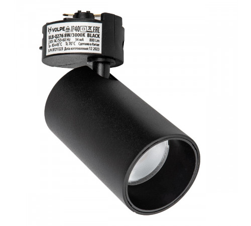 Трековый однофазный светильник Volpe ULB-Q276 8W/3000К BLACK UL-00011816 Трековый однофазный светильник Volpe ULB-Q276 8W/3000К BLACK UL-00011816
