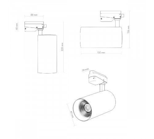 Трековый однофазный светильник Denkirs Solid Koper DK6455-BK Трековый однофазный светильник Denkirs Solid Koper DK6455-BK