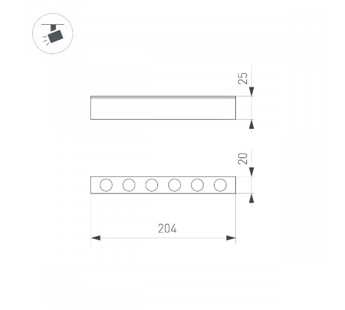 Трековый магнитный светильник Arlight MAG-DOTS-25-L200-6W Warm3000 053025 Трековый магнитный светильник Arlight MAG-DOTS-25-L200-6W Warm3000 053025