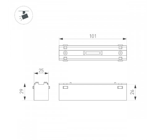 Трековый магнитный светильник Arlight MAG-VIBE-LASER-L101-6W Day4000-MIX (BK, 24 deg, 48V, TUYA Zigbee) 044188 Трековый магнитный светильник Arlight MAG-VIBE-LASER-L101-6W Day4000-MIX (BK, 24 deg, 48V, TUYA Zigbee) 044188