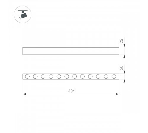 Трековый магнитный светильник Arlight MAG-DOTS-25-L400-12W Day4000 050052 Трековый магнитный светильник Arlight MAG-DOTS-25-L400-12W Day4000 050052