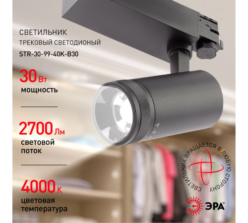 Трековый светильник ЭРА STR-30-99-40K-B30 Б0049791 Трековый светильник ЭРА STR-30-99-40K-B30 Б0049791
