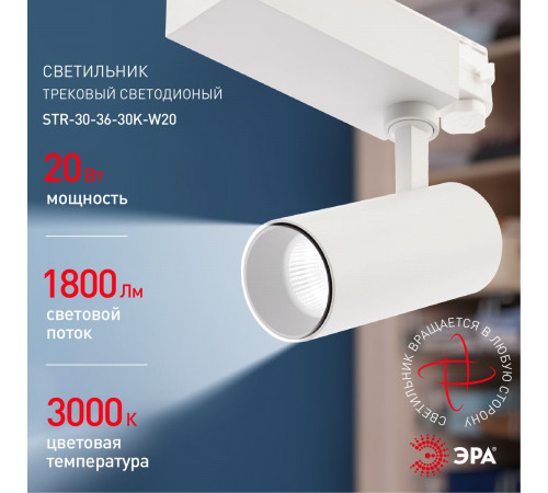 Трековый светильник ЭРА SТR-30-36-30K-W20 Б0049772 Трековый светильник ЭРА SТR-30-36-30K-W20 Б0049772