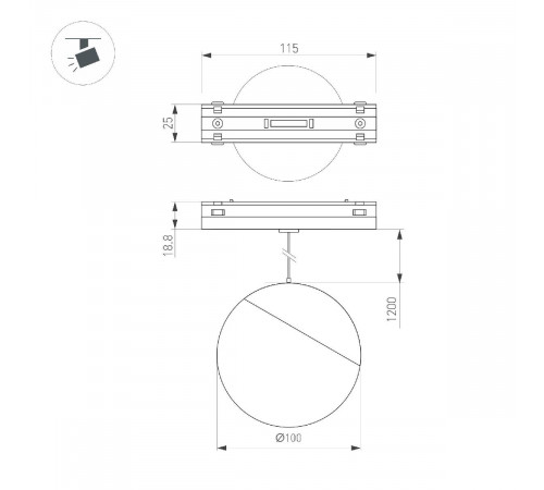 Трековый магнитный светильник Arlight MAG-VIBE-EMISFERO-HANG-R100-6W Day4000-MIX (BK, 130 deg, 48V, DALI) 045012 Трековый магнитный светильник Arlight MAG-VIBE-EMISFERO-HANG-R100-6W Day4000-MIX (BK, 130 deg, 48V, DALI) 045012