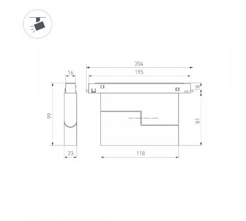 Трековый магнитный светильник Arlight MAG-ORIENT-FLAT-FOLD-S195-6W Warm2700 049994 Трековый магнитный светильник Arlight MAG-ORIENT-FLAT-FOLD-S195-6W Warm2700 049994