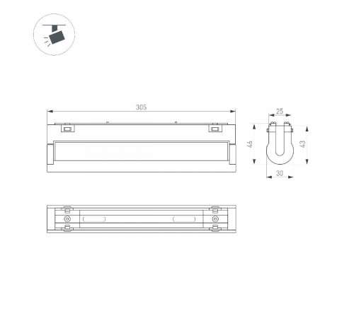 Трековый магнитный светильник Arlight MAG-VIBE-FLAT-TURN-L305-12W Day4000-MIX (BK, 110 deg, 48V, DALI) 044441 Трековый магнитный светильник Arlight MAG-VIBE-FLAT-TURN-L305-12W Day4000-MIX (BK, 110 deg, 48V, DALI) 044441