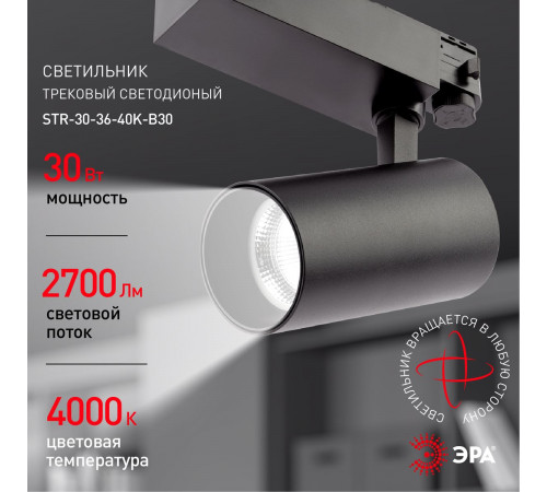 Трековый светильник ЭРА SТR-30-36-40K-B30 Б0049766 Трековый светильник ЭРА SТR-30-36-40K-B30 Б0049766