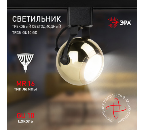 Трековый светильник Эра TR35-GU10 GD Б0053299