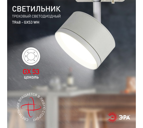 Трековый светильник Эра TR48 - GX53 WH Б0054158 Трековый светильник Эра TR48 - GX53 WH Б0054158