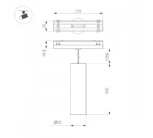 Трековый магнитный светильник Arlight MAG-VIBE-SPOT-HANG-R35-10W Warm3000 (BK, 24 deg, 48V) 044468 Трековый магнитный светильник Arlight MAG-VIBE-SPOT-HANG-R35-10W Warm3000 (BK, 24 deg, 48V) 044468
