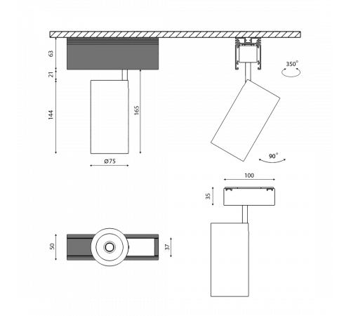 Трековый светильник DesignLed SY-601202-BL-20-36-NW 004835