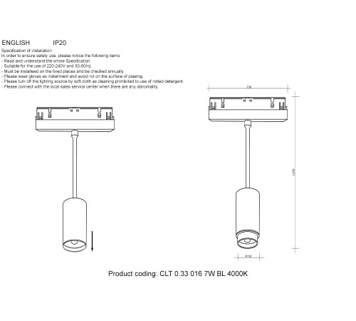 Трековый магнитный светильник Crystal Lux CLT 0.33 016 7W BL 4000K Трековый магнитный светильник Crystal Lux CLT 0.33 016 7W BL 4000K