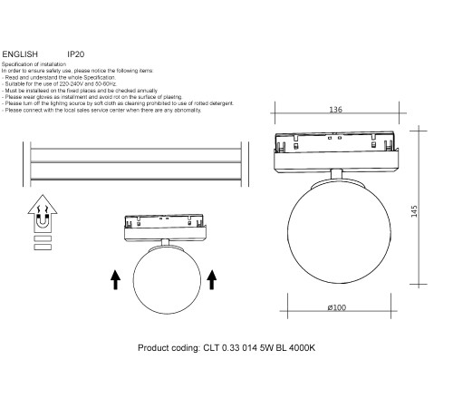 Трековый магнитный светильник Crystal Lux CLT 0.33 014 5W BL 4000K Трековый магнитный светильник Crystal Lux CLT 0.33 014 5W BL 4000K