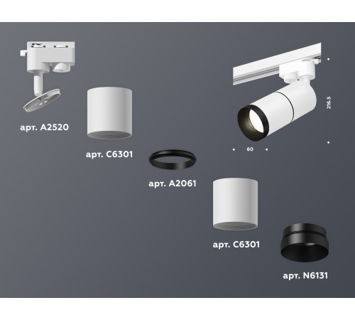 Трековый однофазный светильник Ambrella Light Track System XT6301011 (A2520, C6301, A2061, C6301, N6131)