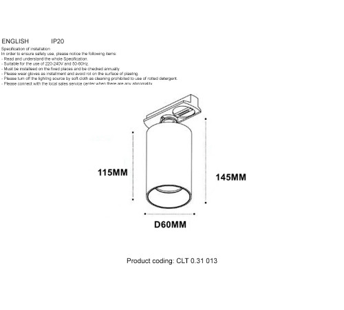 Трековый однофазный светильник Crystal Lux CLT 0.31 013 GO-GO Трековый однофазный светильник Crystal Lux CLT 0.31 013 GO-GO