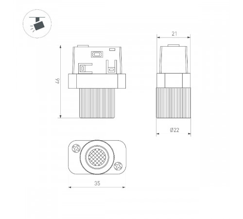 Трековый магнитный светильник Arlight MAG-ORIENT-BABY-R22-2W Day4000 (BK, 24 deg, 48V) 046621 Трековый магнитный светильник Arlight MAG-ORIENT-BABY-R22-2W Day4000 (BK, 24 deg, 48V) 046621