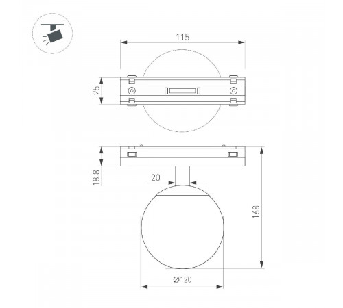 Трековый магнитный светильник Arlight MAG-VIBE-SFERO-R120-6W Warm3000 (BK, 235 deg, 48V) 044457 Трековый магнитный светильник Arlight MAG-VIBE-SFERO-R120-6W Warm3000 (BK, 235 deg, 48V) 044457