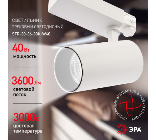 Трековый светильник ЭРА SТR-30-36-30K-W40 Б0049774 Трековый светильник ЭРА SТR-30-36-30K-W40 Б0049774