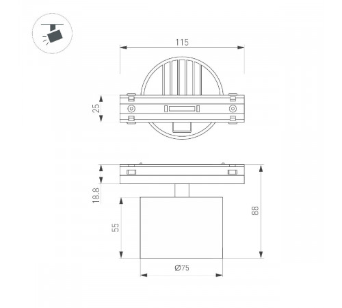 Трековый магнитный светильник Arlight MAG-VIBE-POINT-R75-10W Day4000-MIX (BK, 24 deg, 48V, DALI) 045000 Трековый магнитный светильник Arlight MAG-VIBE-POINT-R75-10W Day4000-MIX (BK, 24 deg, 48V, DALI) 045000
