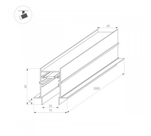 Шинопровод встраиваемый Arlight Mag-Track-4560-FDW-2000 034679 Шинопровод встраиваемый Arlight Mag-Track-4560-FDW-2000 034679