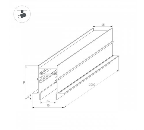 Шинопровод встраиваемый Arlight Mag-Track-4560-FDW-3000 034680 Шинопровод встраиваемый Arlight Mag-Track-4560-FDW-3000 034680