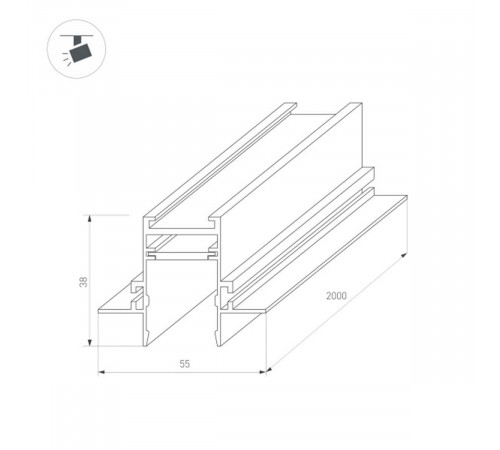 Шинопровод встраиваемый Arlight Mag-Track-2538-FDW-2000 033460 Шинопровод встраиваемый Arlight Mag-Track-2538-FDW-2000 033460