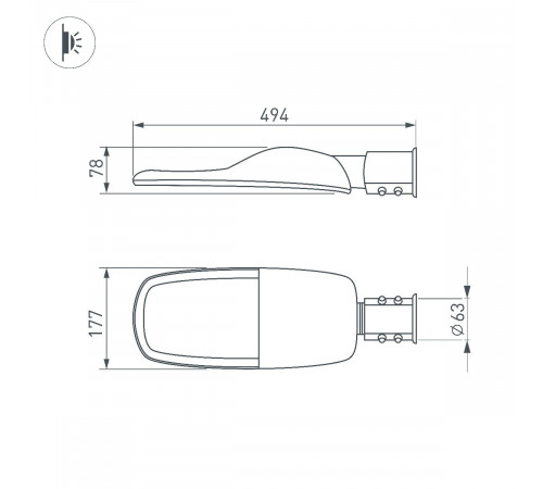 Уличный консольный светильник Arlight OXOR-TURI-494х177-40W Warm3000 (GR, 144x75 deg, 230V) 053600 Уличный консольный светильник Arlight OXOR-TURI-494х177-40W Warm3000 (GR, 144x75 deg, 230V) 053600