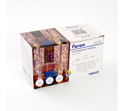 Уличная светодиодная гирлянда Feron CL18 230В 8Вт мультиколор 1,5м IP44 48172 Уличная светодиодная гирлянда Feron CL18 230В 8Вт мультиколор 1,5м IP44 48172