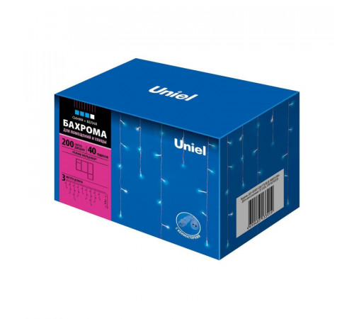 Уличная светодиодная гирлянда (UL-00007210) Uniel бахрома 220V синий/белый ULD-B3007-200/TTK Blue-White IP44 Уличная светодиодная гирлянда (UL-00007210) Uniel бахрома 220V синий/белый ULD-B3007-200/TTK Blue-White IP44