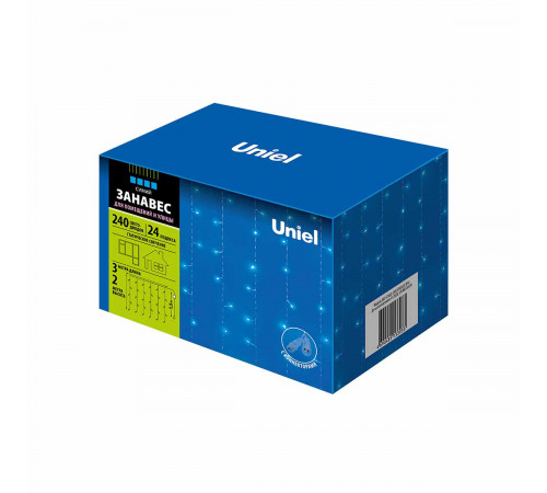 Уличная светодиодная гирлянда (UL-00007211) Uniel занавес 220V синий ULD-C3020-240/STK Blue IP44 Уличная светодиодная гирлянда (UL-00007211) Uniel занавес 220V синий ULD-C3020-240/STK Blue IP44