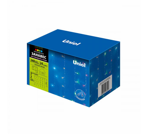 Уличная светодиодная гирлянда (UL-00007212) Uniel занавес 220V разноцветный ULD-C3020-240/STK Multi IP44 Уличная светодиодная гирлянда (UL-00007212) Uniel занавес 220V разноцветный ULD-C3020-240/STK Multi IP44