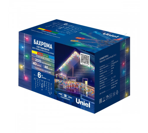 Уличная гирлянда Uniel ULD-B6007-200/STK MULTI IP44 UL-00010888 Уличная гирлянда Uniel ULD-B6007-200/STK MULTI IP44 UL-00010888