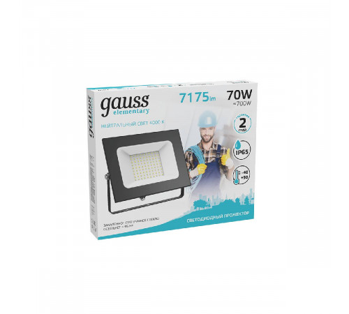 Прожектор светодиодный Gauss Elementary 70W 4000К 613100270 Прожектор светодиодный Gauss Elementary 70W 4000К 613100270
