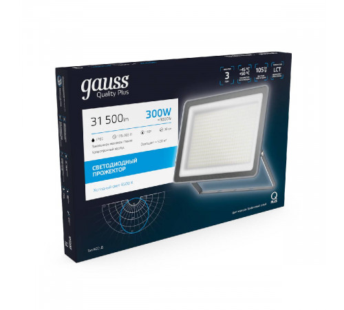 Прожектор светодиодный Gauss Qplus 300W 6500К 690511300 Прожектор светодиодный Gauss Qplus 300W 6500К 690511300