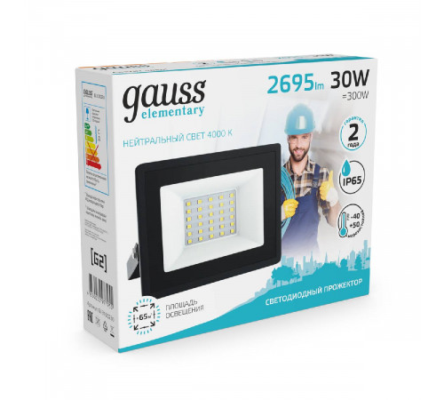 Прожектор светодиодный Gauss Elementary 30W 4000К 613100230 Прожектор светодиодный Gauss Elementary 30W 4000К 613100230