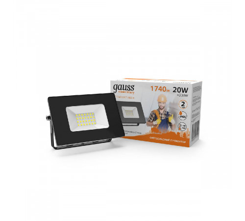 Прожектор светодиодный Gauss Elementary 20W 3000К 613527120 Прожектор светодиодный Gauss Elementary 20W 3000К 613527120