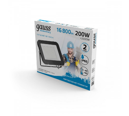 Прожектор светодиодный Gauss Elementary 200W 6500К 691511200 Прожектор светодиодный Gauss Elementary 200W 6500К 691511200