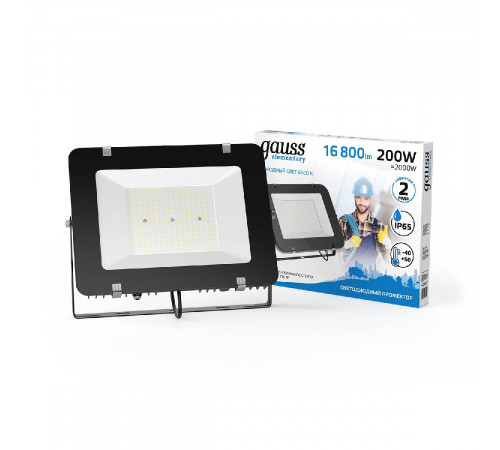 Прожектор светодиодный Gauss Elementary 200W 6500К 691511200 Прожектор светодиодный Gauss Elementary 200W 6500К 691511200