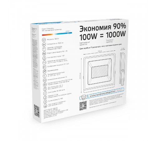 Прожектор светодиодный Gauss 100W 613100100