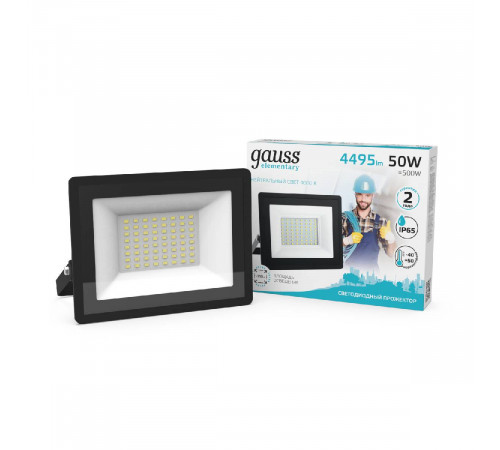 Прожектор светодиодный Gauss Elementary 50W 4000К 613100250 Прожектор светодиодный Gauss Elementary 50W 4000К 613100250