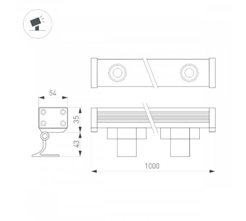 Линейный прожектор Arlight AR-LINE-1000-36W Day4000 (GR, 15 deg, 230V) 045477