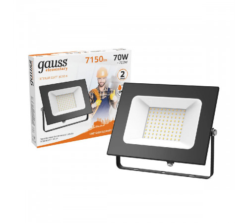 Прожектор светодиодный Gauss Elementary 70W 3000К 613527170 Прожектор светодиодный Gauss Elementary 70W 3000К 613527170