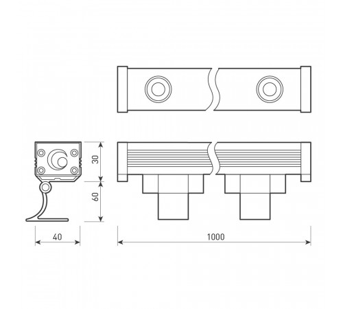 Линейный прожектор Arlight AR-LINE-1000-24W Warm3000 (GR, 30 deg, 230V) 024303(1)