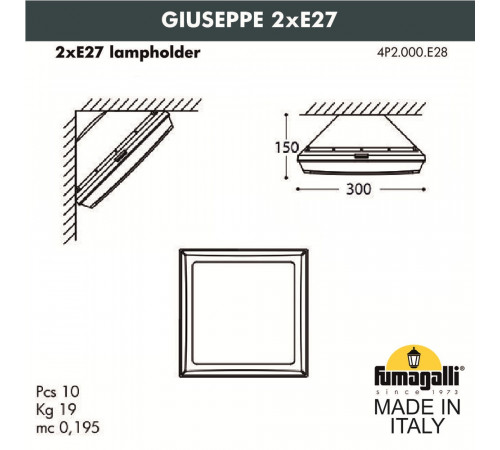 Уличный потолочный светильник Fumagalli Guizeppe 4P2.000.000.BYF1R