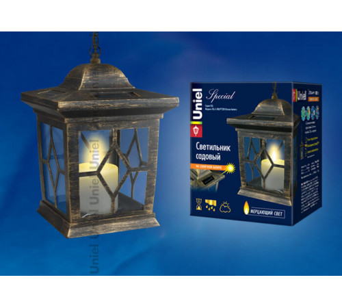 Подвесной светильник на солнечных батареях (10227) Uniel USL-S-180/PT220 Bronze lantern