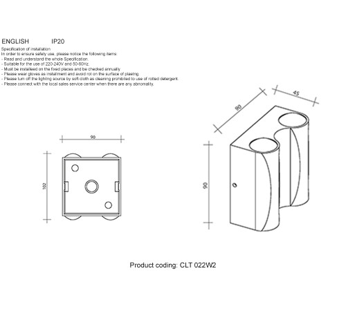 Уличный настенный светильник Crystal Lux CLT 022W2 BL-GO 4000K Уличный настенный светильник Crystal Lux CLT 022W2 BL-GO 4000K