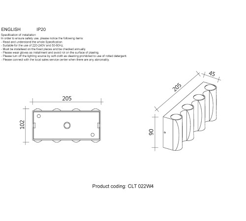 Уличный настенный светильник Crystal Lux CLT 022W4 WH-GO 4000K Уличный настенный светильник Crystal Lux CLT 022W4 WH-GO 4000K