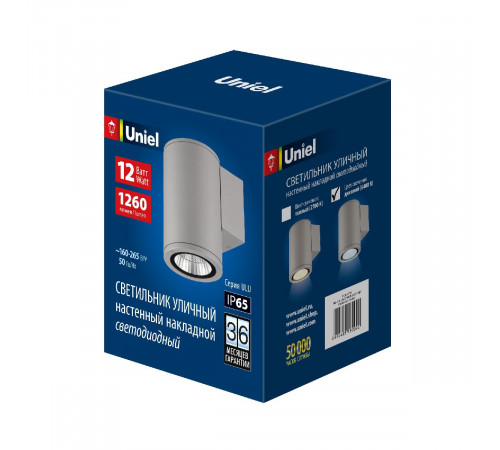 Уличный настенный светильник Uniel ULU-S21С-12W/6400K IP65 LIGHT GREY UL-00011081 Уличный настенный светильник Uniel ULU-S21С-12W/6400K IP65 LIGHT GREY UL-00011081