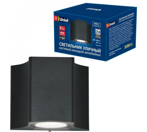Уличный настенный светодиодный светильник (UL-00006799) Uniel ULU-S24A-5W/4000K IP65 Black Уличный настенный светодиодный светильник (UL-00006799) Uniel ULU-S24A-5W/4000K IP65 Black
